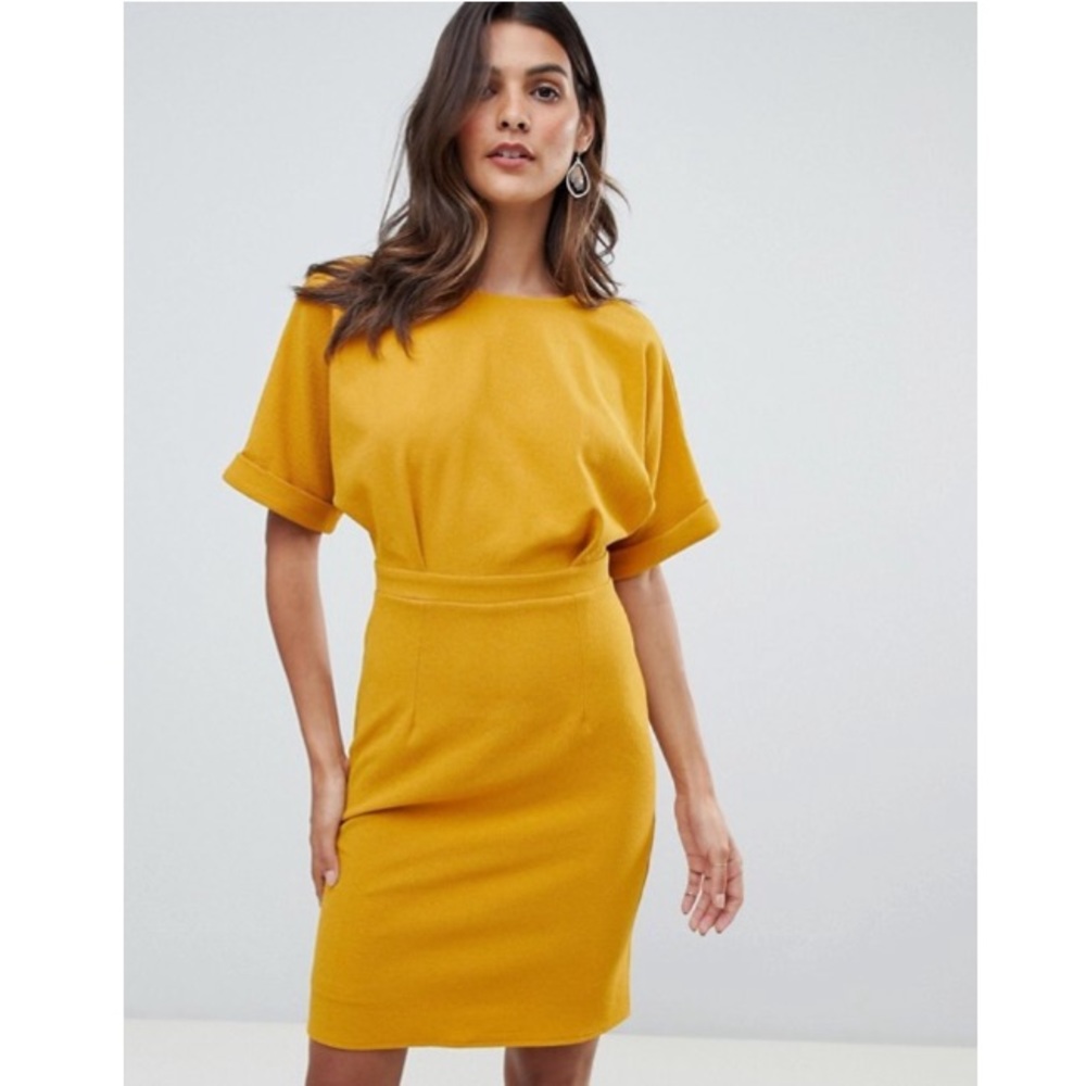 ASOS DESIGN Mustard Wiggle Mini Dress